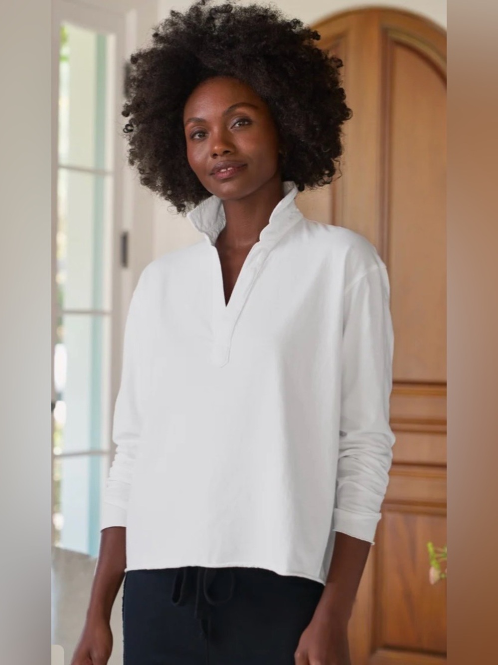 Frank & Eileen Patrick Popover Henley - Vintage Jersey White Large